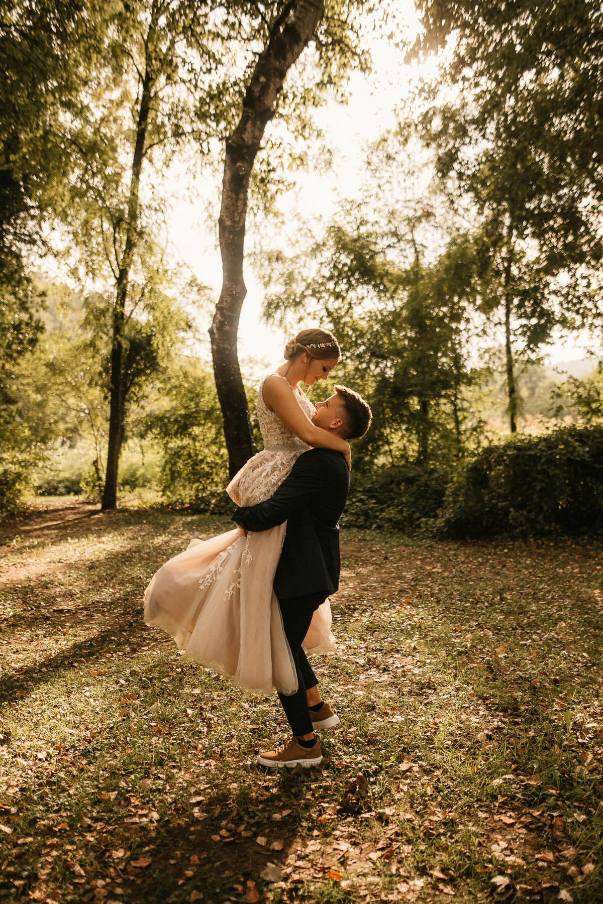 A candid portrait from a wedding celebration.